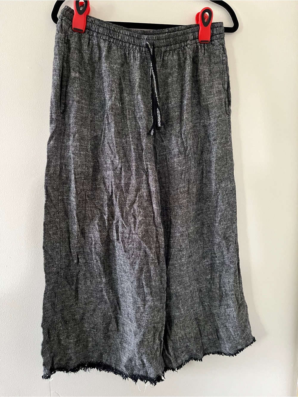 Max Studio Gray Linen Blend WIde Leg Pants Medium Pull On Coastal Euro Summer